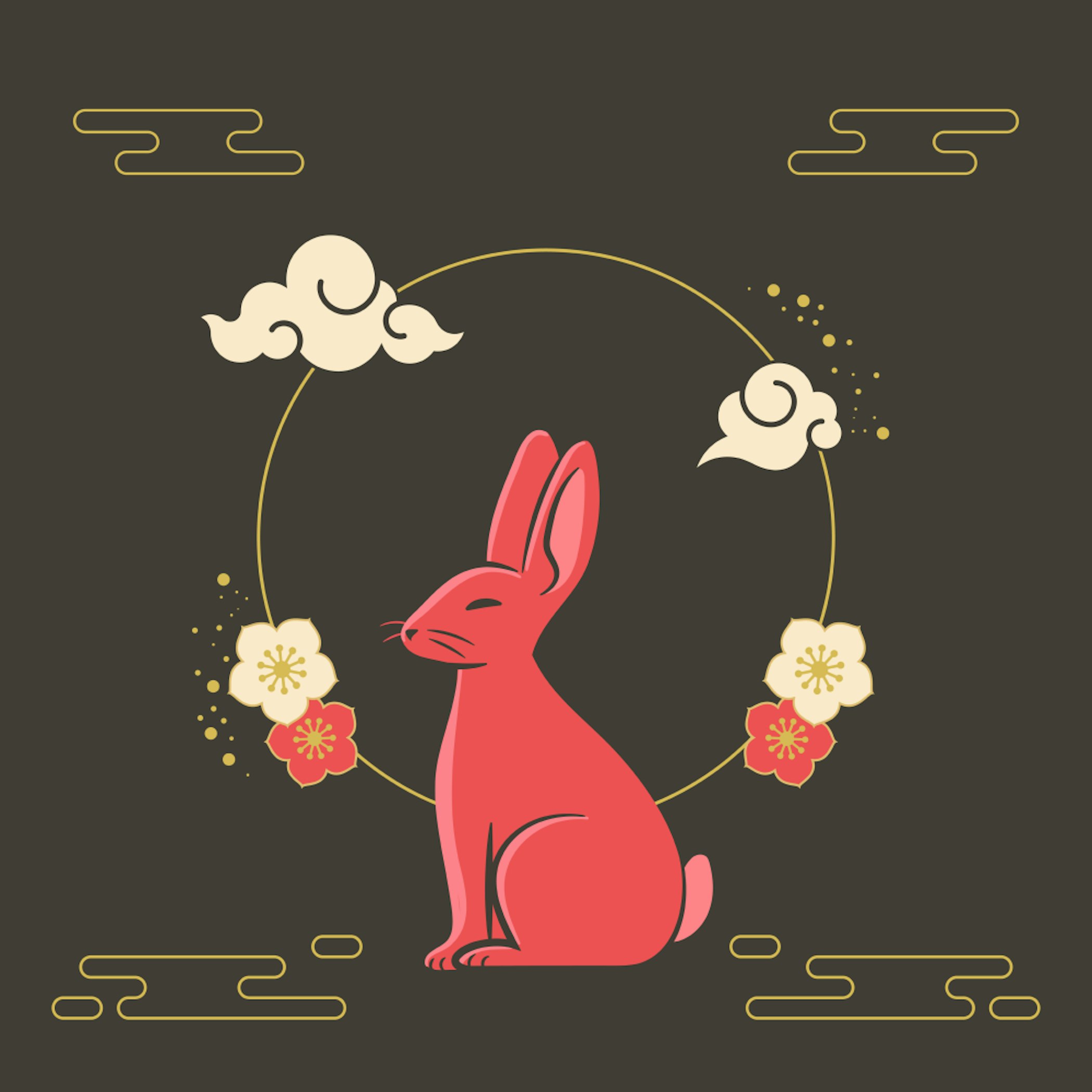 Ilustraciones gratis Año Del Conejo En El Zodiaco Chino Mixkit