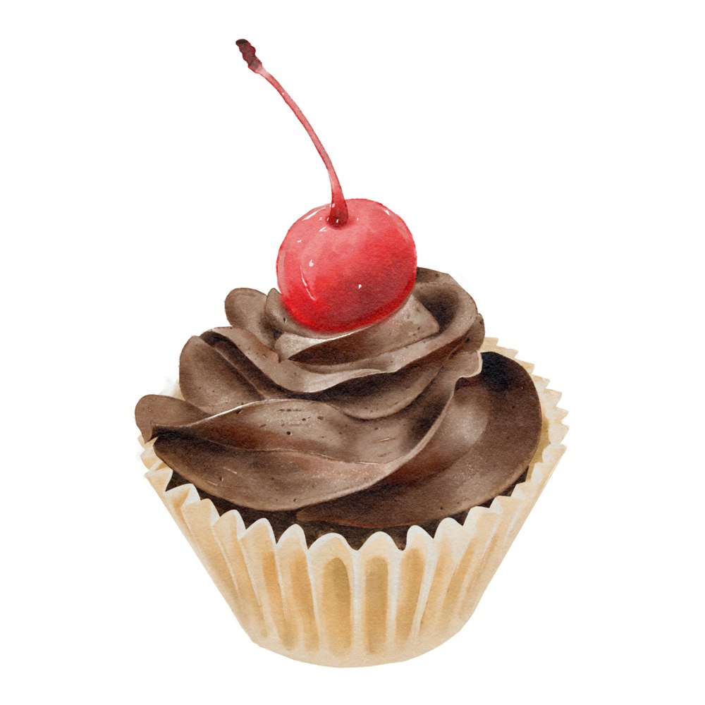 Chocolate cupcake with a cherry on top