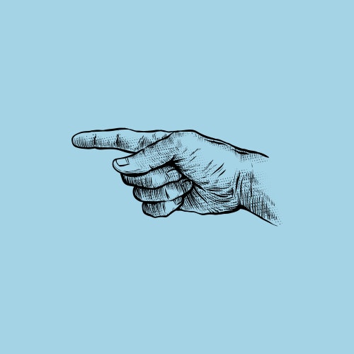 Hand with index finger pointing to the left
