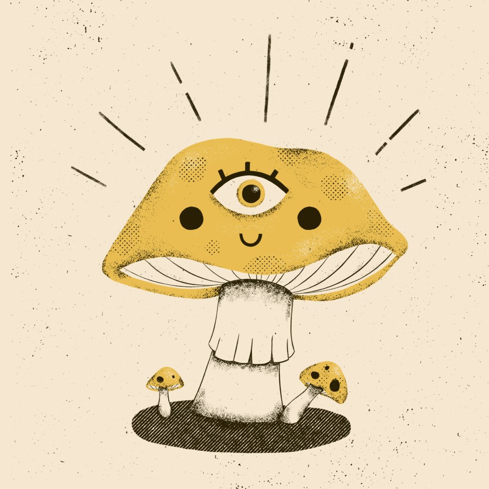 Happy, smiling mushroom
