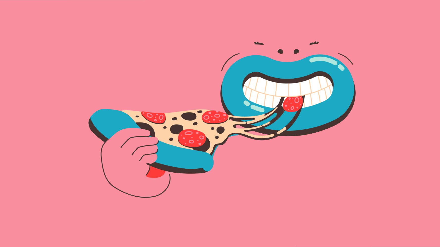 Free Art - Mouth taking a bite of pizza | Mixkit