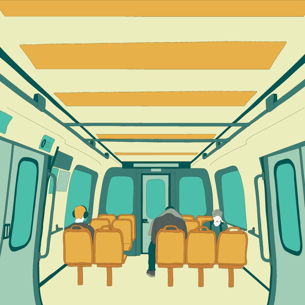 People sitting on a city train