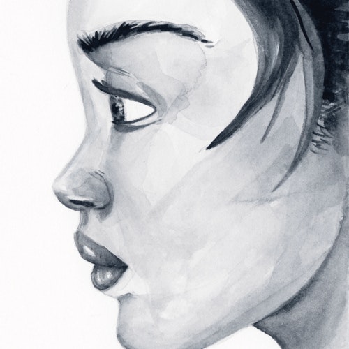 Profile sketch of a woman