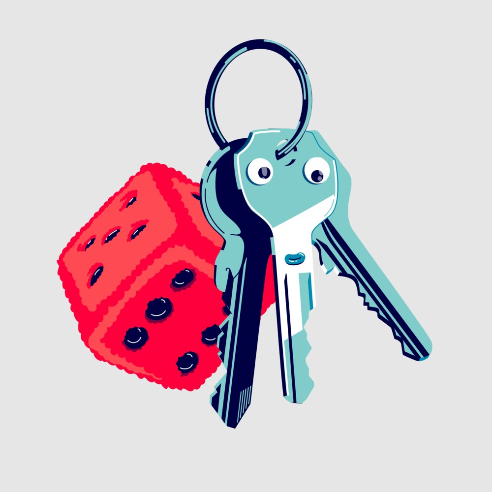 Ring of keys with a fluffy dice