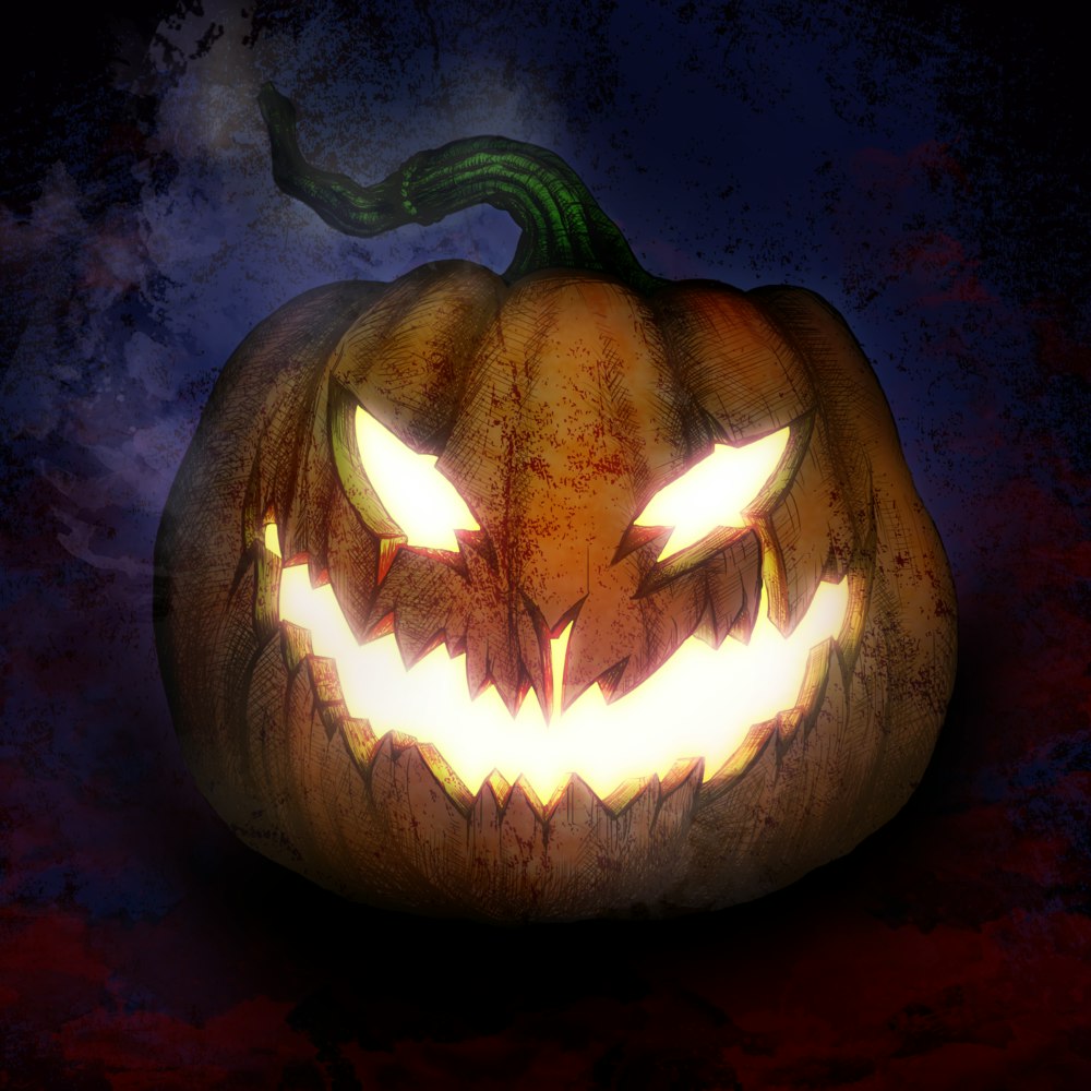 Scary carved pumpkin for Halloween