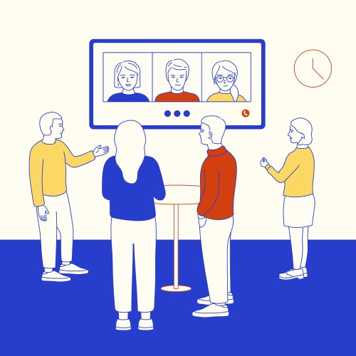 StandUp meeting with team members on a video call