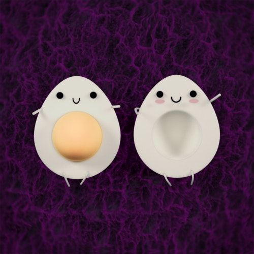 Two halves of an egg, placed side by side