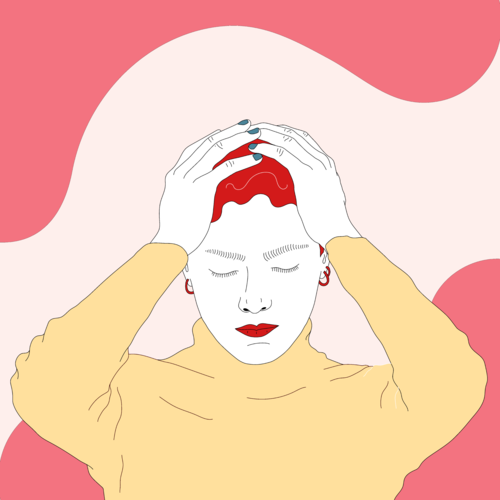 Free Art Woman Holding Her Head With Both Her Hands Mixkit