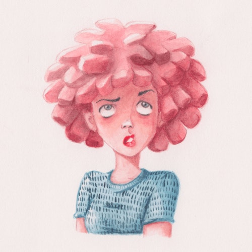 Woman with pink hair