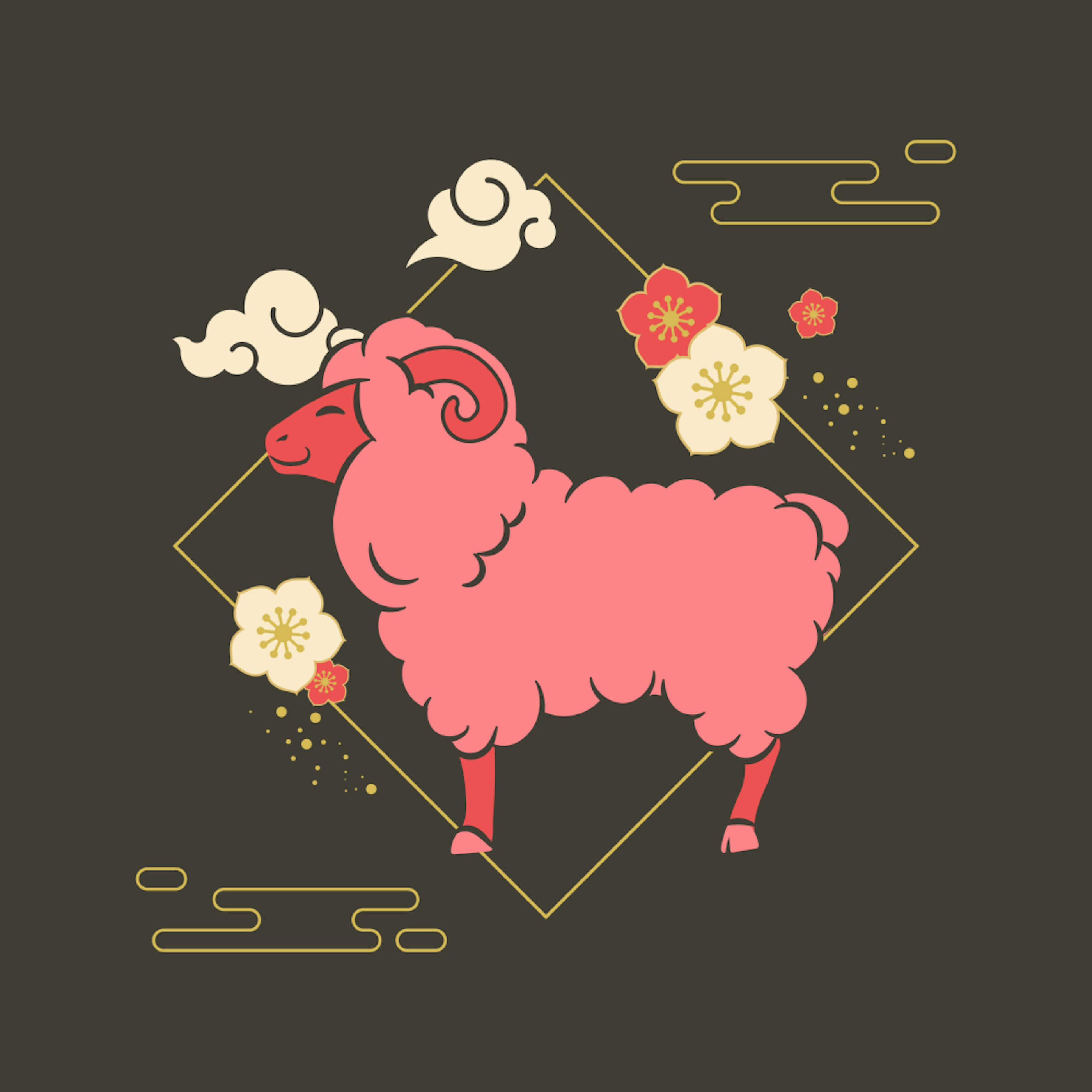 Free Art Year of the Sheep Goat Chinese Zodiac Mixkit