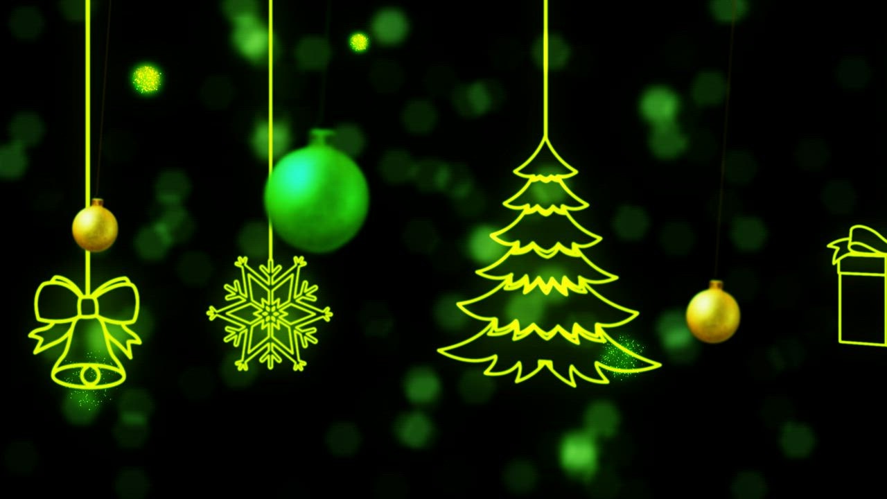 2D animation of Christmas decorations on a black background - Free ...