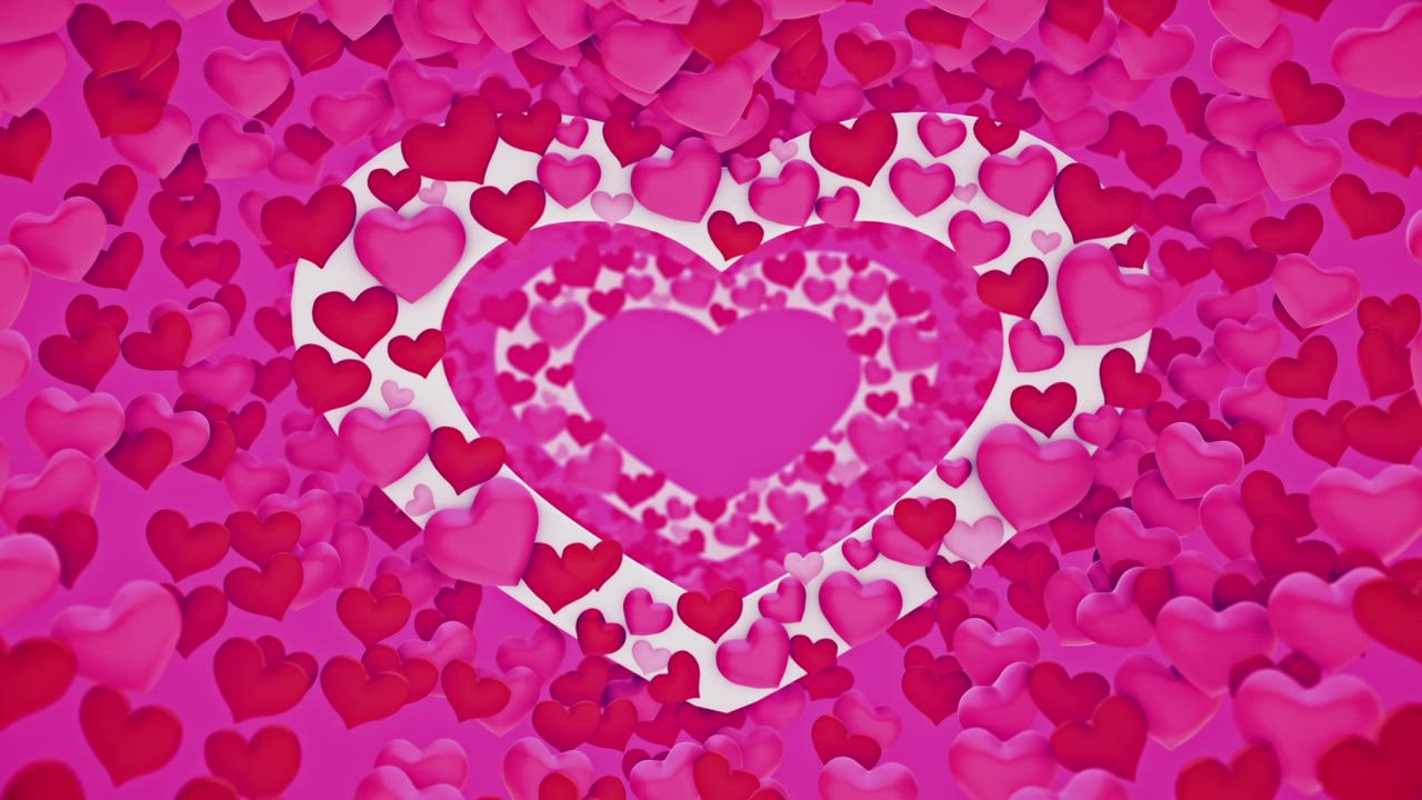 3D animation of pink, red and white hearts - Free Stock Video