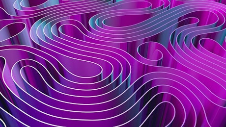 3D animation of purple ribbons moving dynamically.