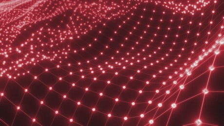 3D mesh composed of dots and red lines