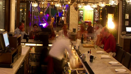 A busy elegant bar.