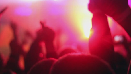 A close-up shot in slow motion captures the crowd at the concert.
