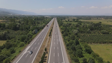 A highway between agriculture fields