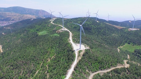 A wind power plant in the hill