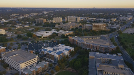 Aerial panorama of an apartments area in a city