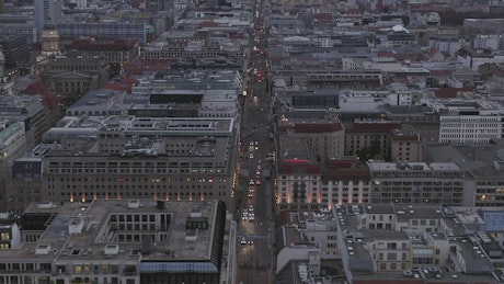 Aerial panoramic shot of a busy avenue in Berlin