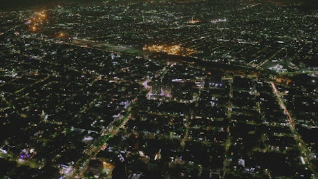 Aerial view of a big city at night