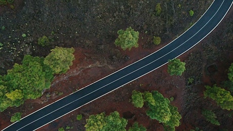 Aerial view of a road in the countryside