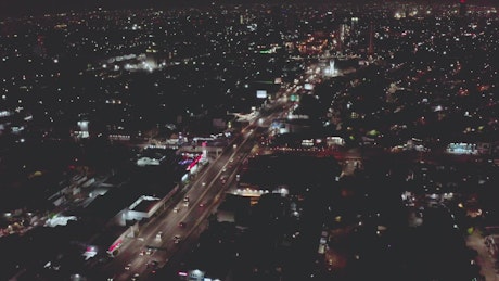 Aerial view of Guadalajara at night.