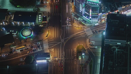 Aerial view of Osaka crossroads