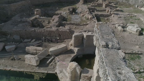 Aerial view of the ruins of an ancient city.