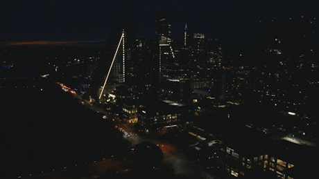 Aerial view to a big city at night