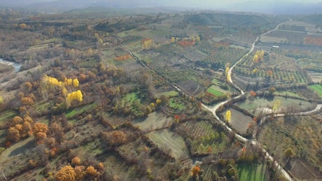 Agricultural fields in the autumn season.