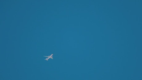 Airplane crossing the clear blue sky