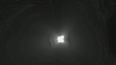 Alien tunnel with light in the background, loop video