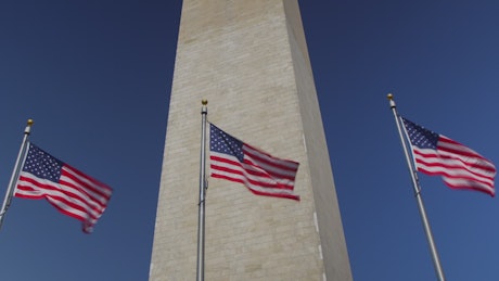 American flags at the Washington Monument