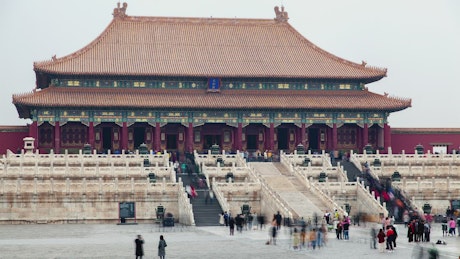 Ancient Chinese building and hordes of tourist