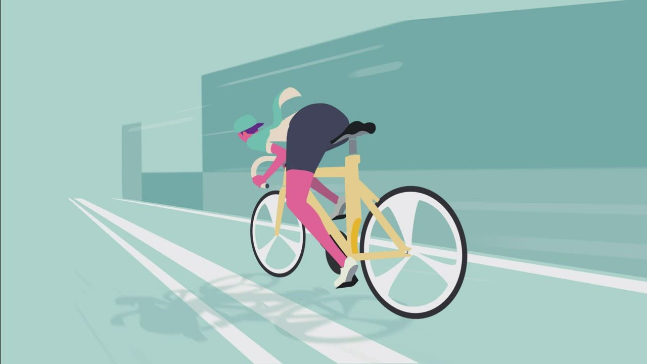 Animation of a cyclist moving fast - Free Stock Video