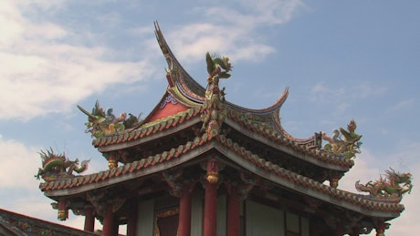 Asian temple roof decoration.