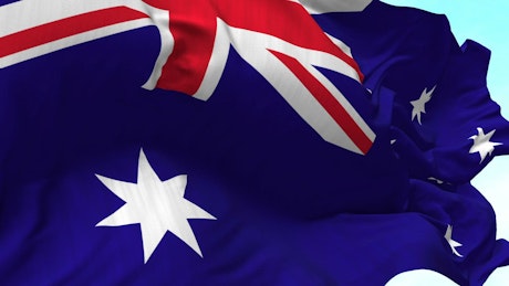 Australian flag waving.