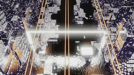 Avenue in an abstract virtual city.