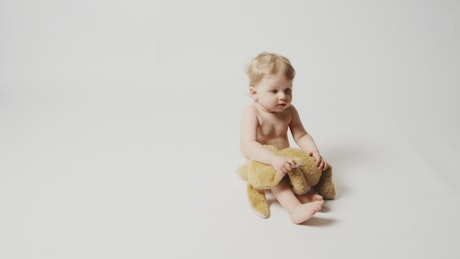 Baby girl in a photo studio