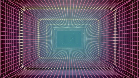 Backing up in a cyberpunk-styled laser tunnel