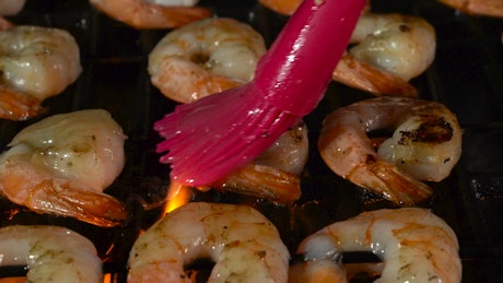 Barbecue shrimps with butter.