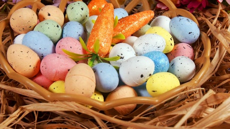 Basket with small easter eggs