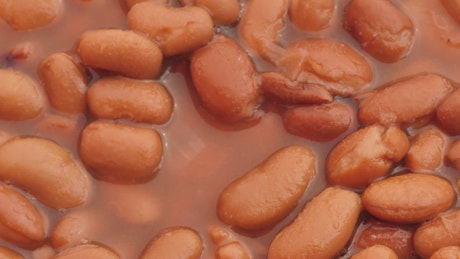 Beans cooked in water seen very close