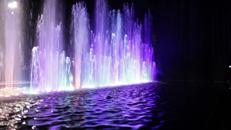 Beautiful fountain with lights
