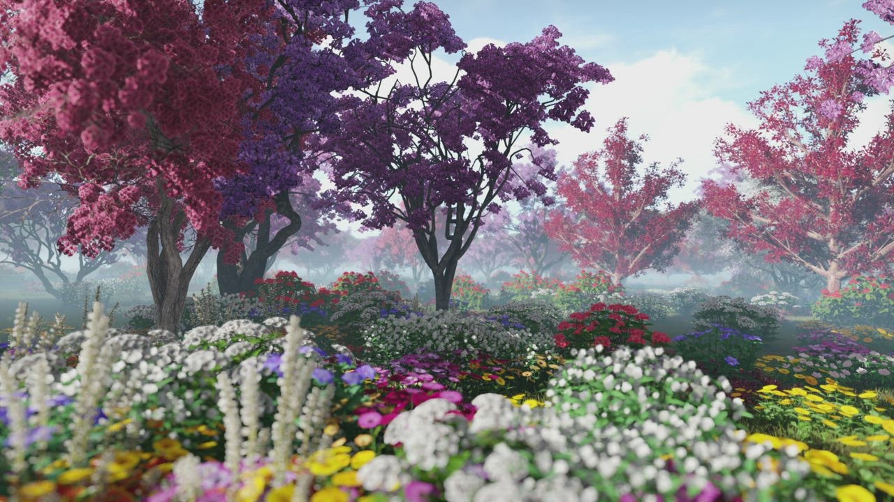 Beautiful garden, 3D animation - Free Stock Video