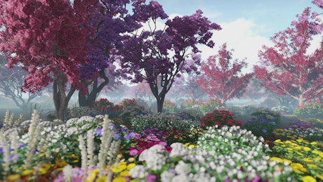 Beautiful garden, 3D animation.