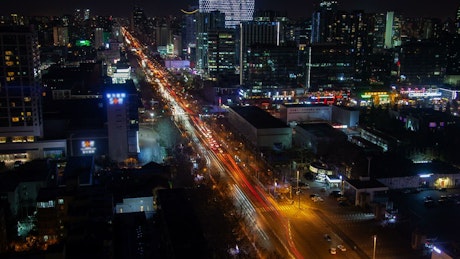 Beijing aerial cityscape at night.