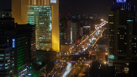 Beijing city grand avenue at night.