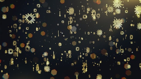 Black background with golden snowflakes
